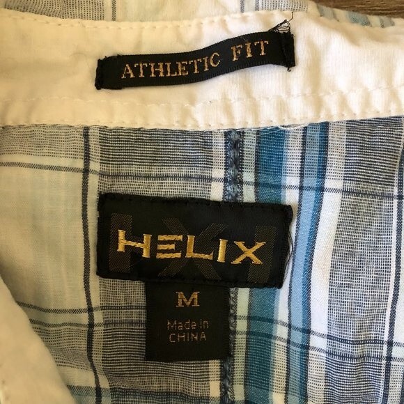 Helix Western Shirt Plaid Blue Gray Size M - Picture 5 of 7